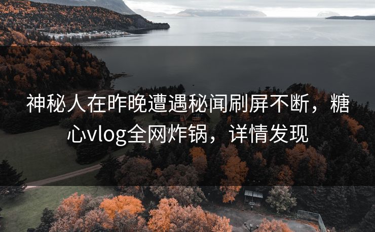 神秘人在昨晚遭遇秘闻刷屏不断，糖心vlog全网炸锅，详情发现