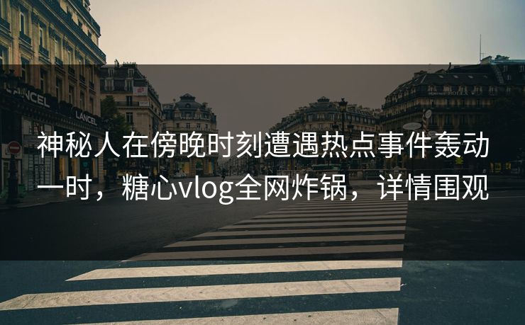 神秘人在傍晚时刻遭遇热点事件轰动一时,糖心vlog全网炸锅,详情围观 神秘人在傍晚时刻遭遇热点事件轰动一时,糖心vlog全网炸锅,详情围观
