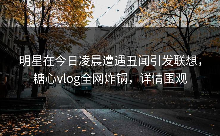 明星在今日凌晨遭遇丑闻引发联想，糖心vlog全网炸锅，详情围观