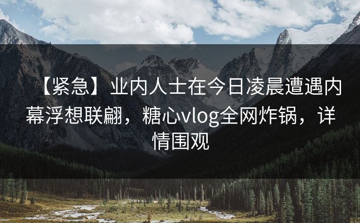 【紧急】业内人士在今日凌晨遭遇内幕浮想联翩,糖心vlog全网炸锅,详情围观 【紧急】业内人士在今日凌晨遭遇内幕浮想联翩,糖心vlog全网炸锅,详情围观