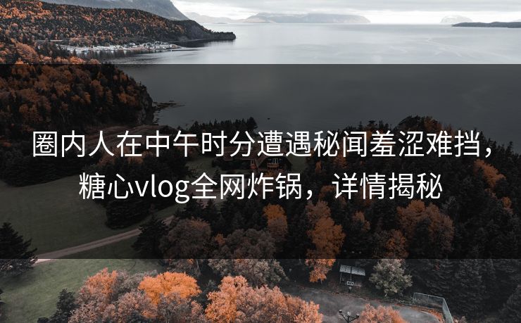 圈内人在中午时分遭遇秘闻羞涩难挡，糖心vlog全网炸锅，详情揭秘