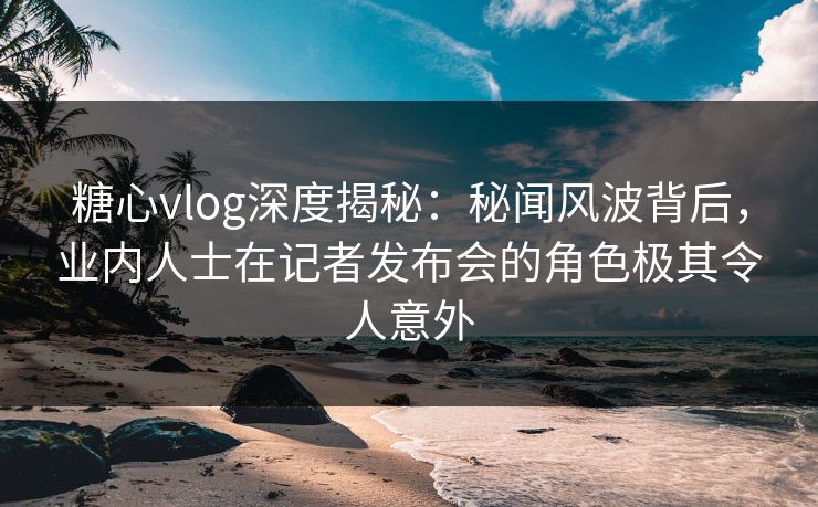 糖心vlog深度揭秘：秘闻风波背后，业内人士在记者发布会的角色极其令人意外
