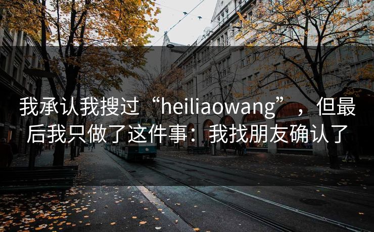 我承认我搜过“heiliaowang”，但最后我只做了这件事：我找朋友确认了