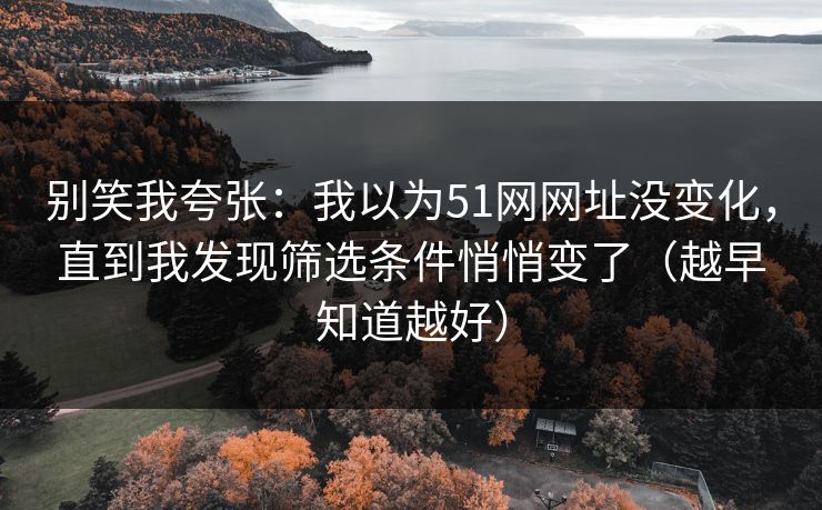 别笑我夸张:我以为51网网址没变化,直到我发现筛选条件悄悄变了(越早知道越好) 别笑我夸张:我以为51网网址没变化,直到我发现筛选条件悄悄变了(越早知道越好)