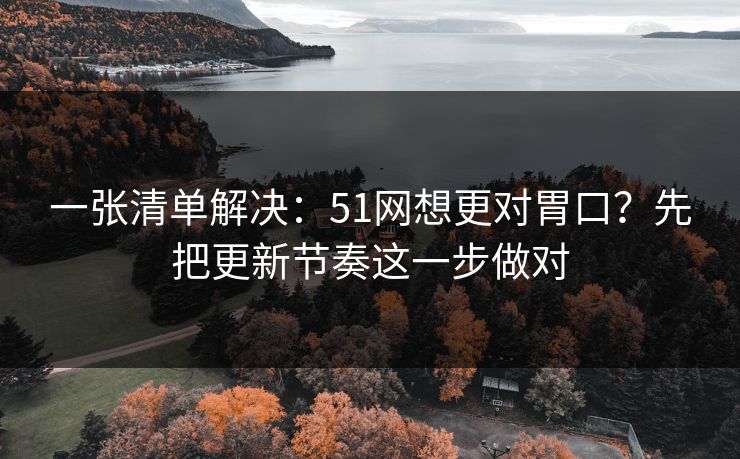 一张清单解决：51网想更对胃口？先把更新节奏这一步做对
